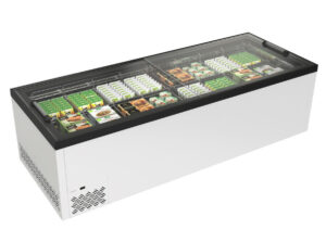 Isola refrigerata e congelatrice statica con vetri piani scorrevoli – Mondial OASI 250 AW | -25/+5 °C | L 254,4 × P 96,4 × H 82,6 cm