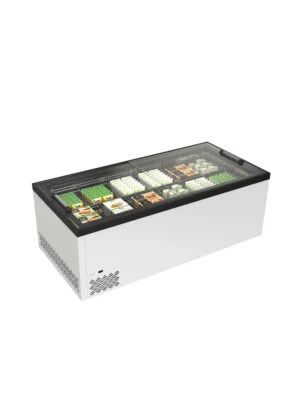 Isola refrigerata e congelatrice statica con vetri piani scorrevoli – Mondial OASI 200 AW | -25/+5 °C | L 204,4 × P 96,4 × H 82,6 cm