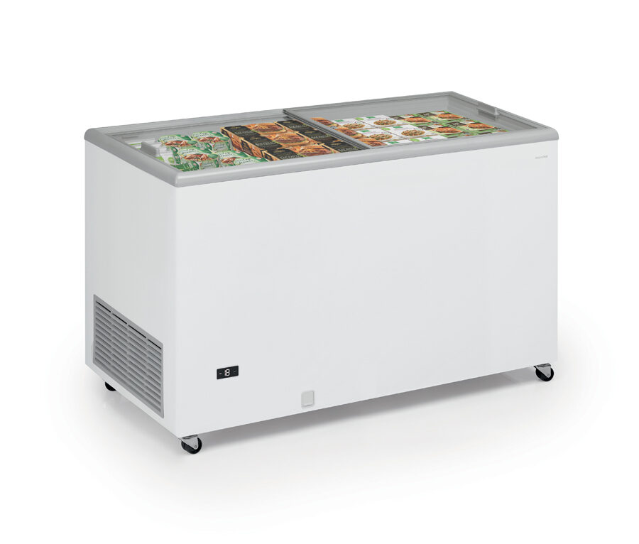Congelatore a pozzetto statico con vetri scorrevoli – Mondial KYLA 400 GT | -25/-18 °C | L 128,3 × P 67 × H 89,5 cm - immagine 1