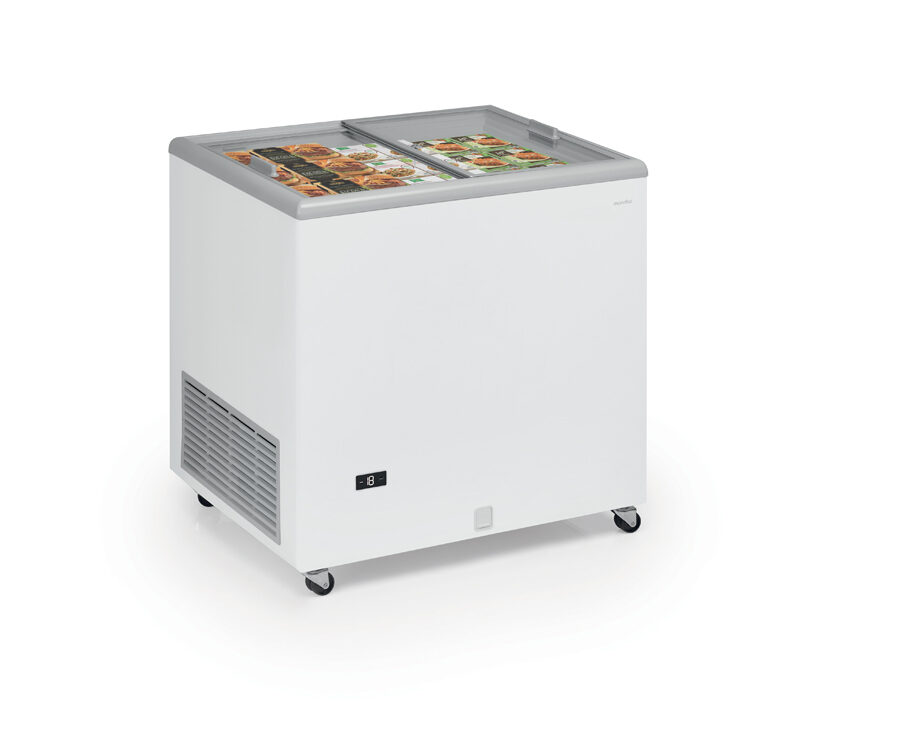 Congelatore a pozzetto statico con vetri scorrevoli – Mondial KYLA 220 GT | -25/-18 °C | L 84,3 × P 67 × H 89,5 cm